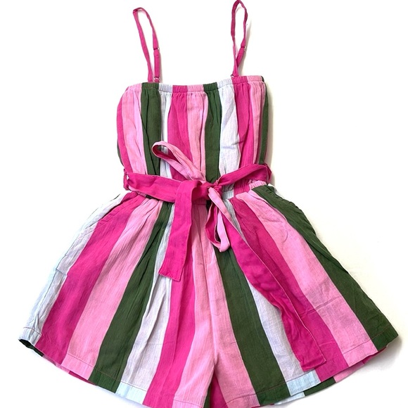 Janie and Jack Striped Gauze Romper, Size 8 - Picture 2 of 6